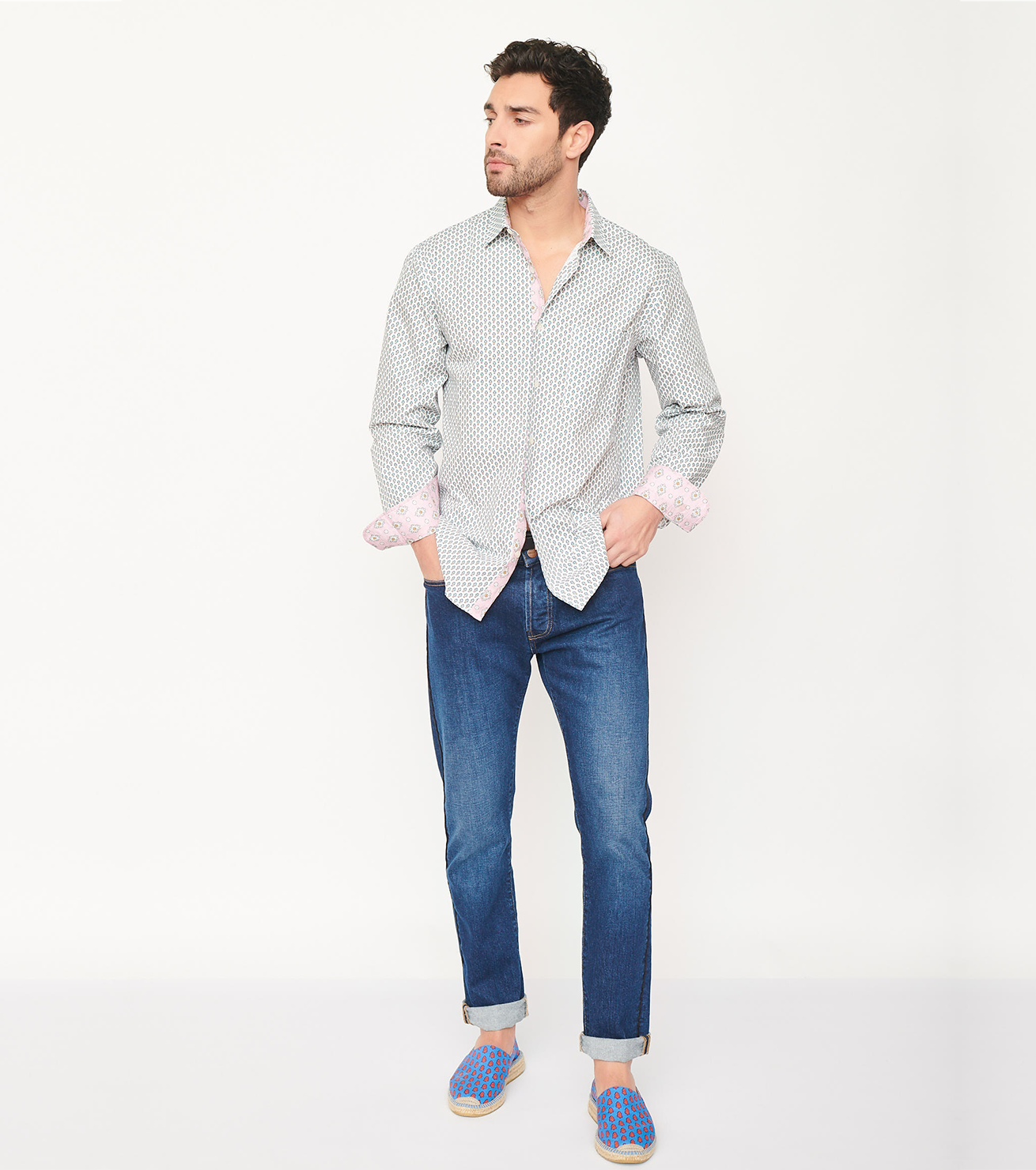 Chemise TEXANE Homme Fleurette blanc